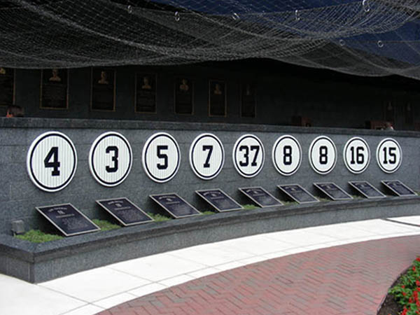 Retired Numbers In Monument Park At Yankee Stadium